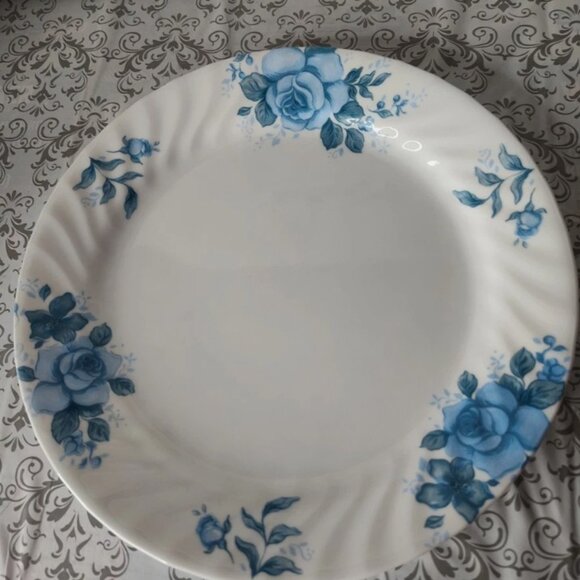 Lot of 5 Corelle Blue Velvet Swirl (1) Oval Serving Platter (4) Dinner Plate - Picture 4 of 5
